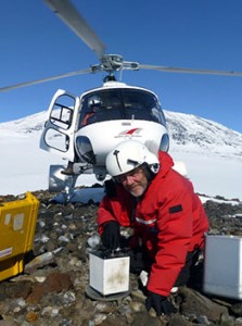Mickus in Antarctica studying volcano