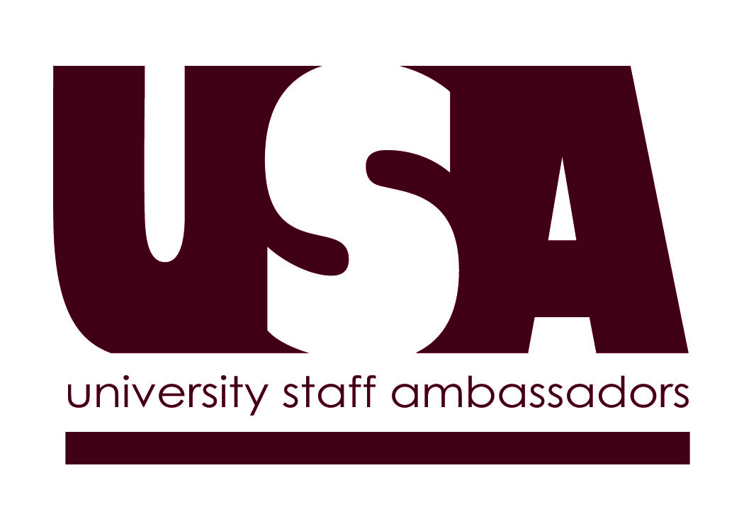 Capitalized letters U S A over the words University Staff Ambassadors