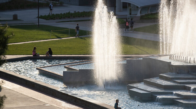 Fountains in front of Meyer Library