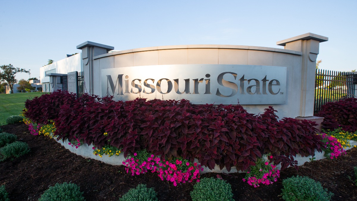 Missouri State plaque on the university's Springfield campus.