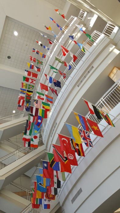 International Flag Display in Strong Hall