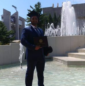 Shadeed Khan at Hammons Fountain at Missouri State University