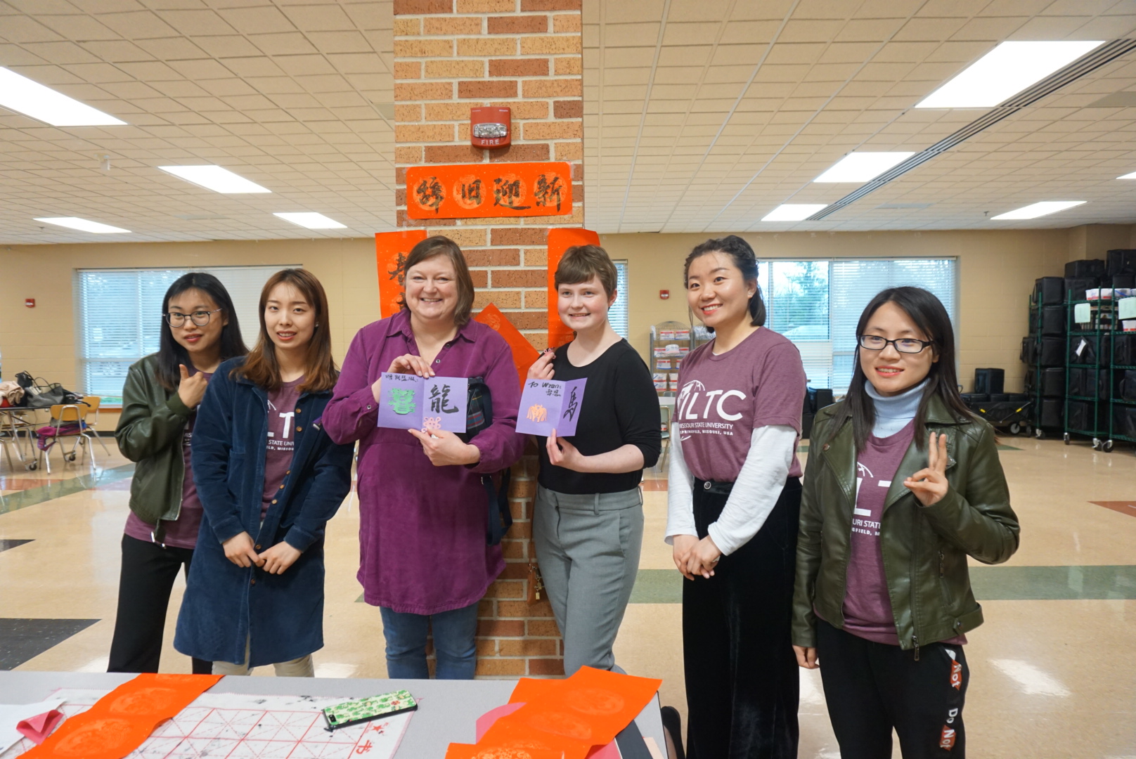 Students at Parkview High School with cultural crafts