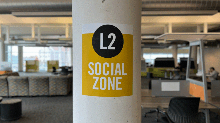Social Zone Sign on pillar