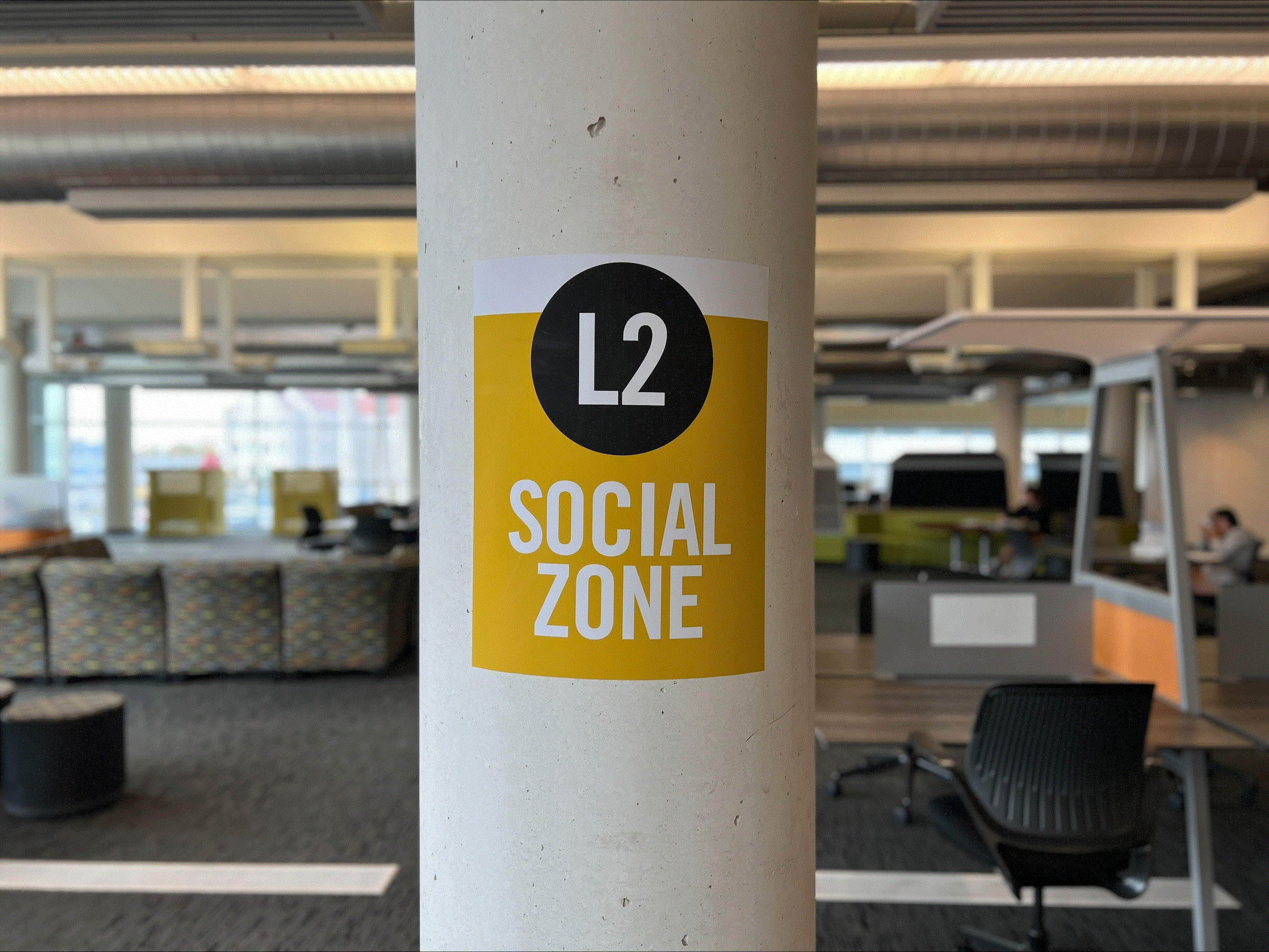 Social Zone Sign on pillar