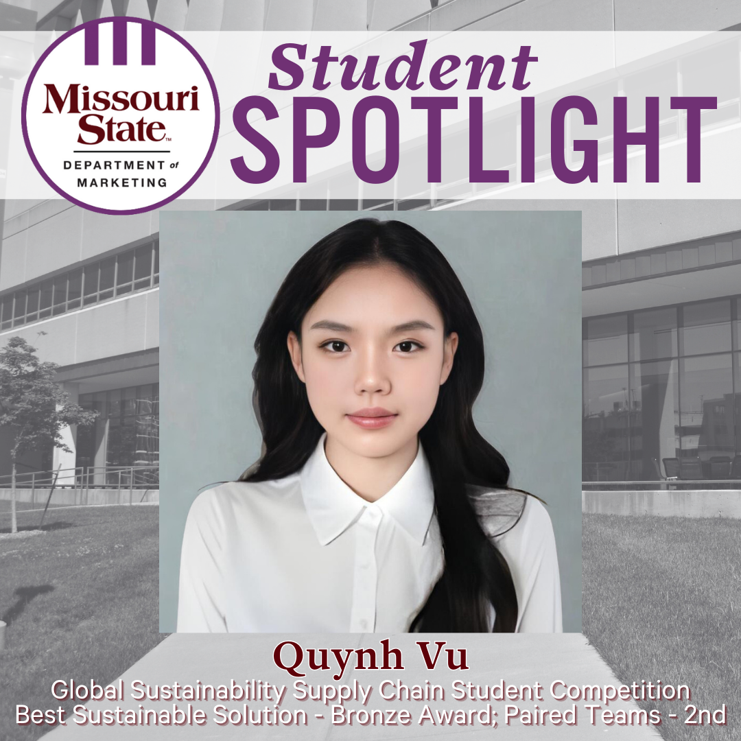 Portrait of Quynh Vu, supply chain management student at Missouri State University.