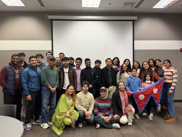 Students and attendees gathered at a Nepalese Student Association Chiya Guff event.