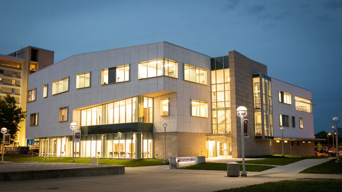 A picture of Magers Health and Wellness Center at night