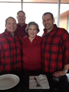 From left to right: Mark, Dr. Fred, Ramona and David wearing the family tartan.