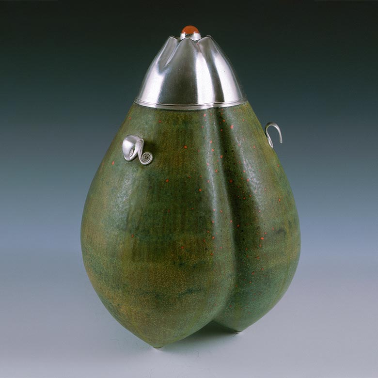 Green gourd-like container