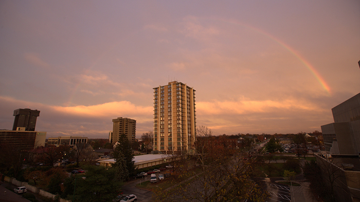 A rainbow on campus