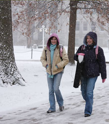 Students in the snow