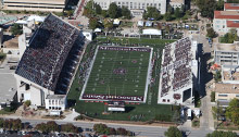 Overhead view of Plaster Stadium at game time
