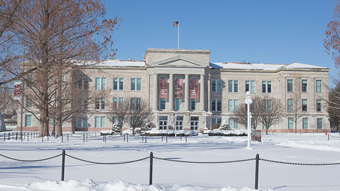 Carrington Hall in the snow