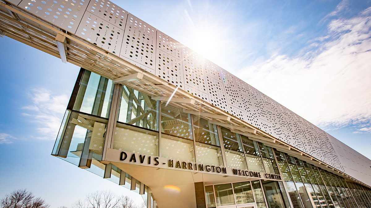 Davis-Harrington Welcome Center on a sunny day