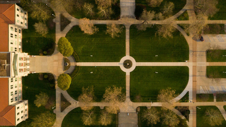 Historic quad from aerial view