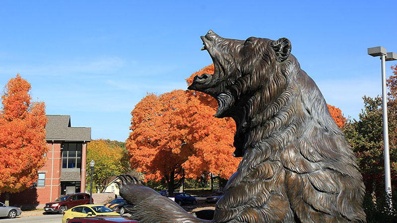 The Grizzly statue on the MSU-WP campus.