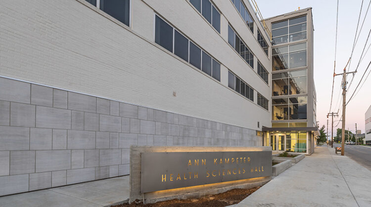 Exterior of the Ann Kampeter Health Sciences Hall.