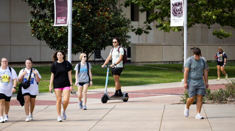 Students on campus during the summer.