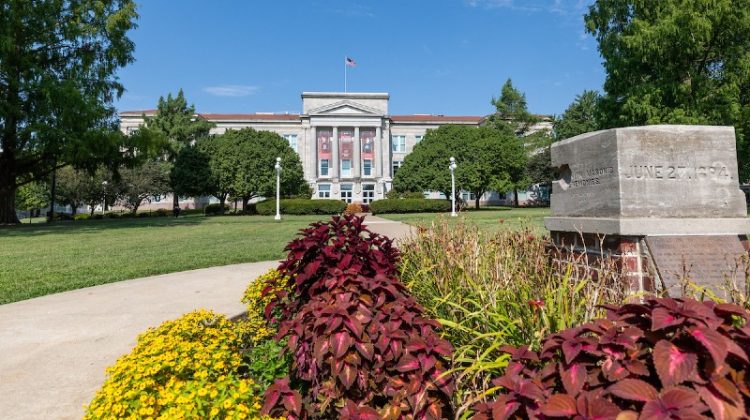 The front view of Carrington Hall.