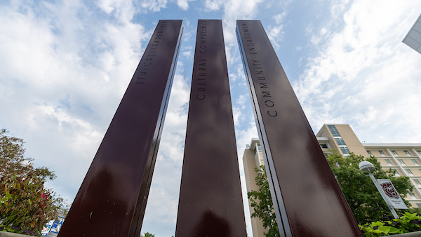 The three public affairs pillars on campus.