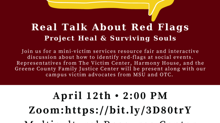 Maroon background with yellow lettering that says Tuesday Talks-Real Talk about Red Flags