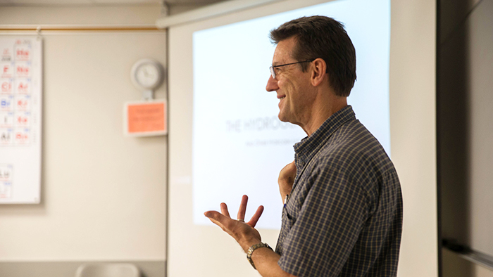 Dr. Alan Schick, teaching in a classroom at Missouri State