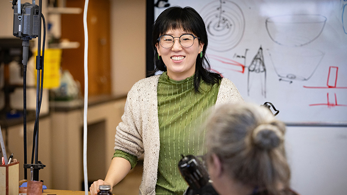 Jina Seo, teaching in a classroom at Missouri State University