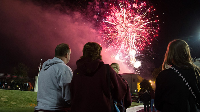Mo State fans watch maroon fireworks over Carrington Hall