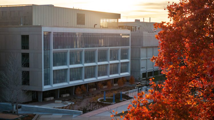 Aerial view of Missouri State University's West Mall, seen in autumn
