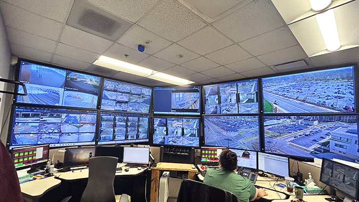 Missouri State University's safety dispatch, where a network of security cameras is monitored 24/7.