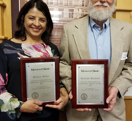 2018 faculty awardees, Mahua Mitra and Richard Biagioni