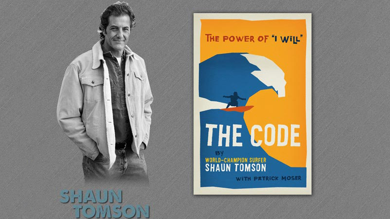 Shaun Tomson and the cover of his book, The Code.