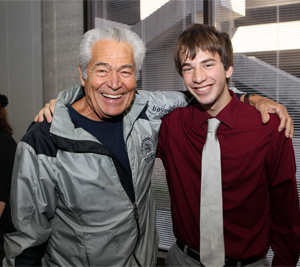 Pictured at the 2011 R.E.A.L. Bears Appreciation Reception are student Jesse Speer and guest Jim Downing, ’58.