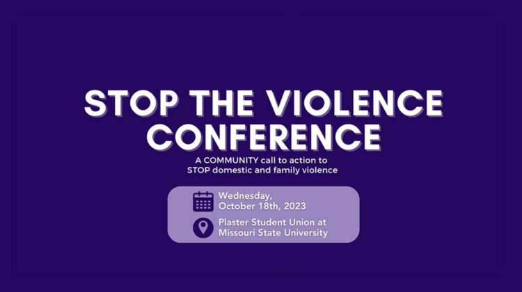 Purple graphic for the Stop The Violence Conference 2023