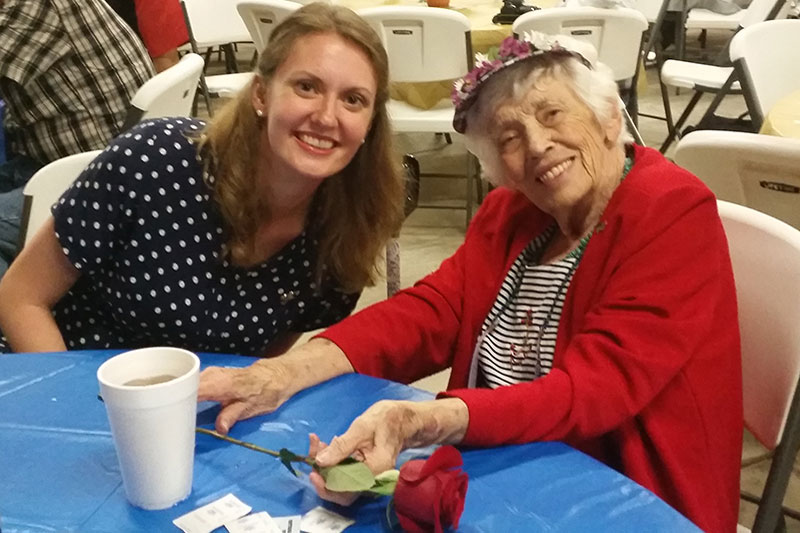 Two women smiling for camera