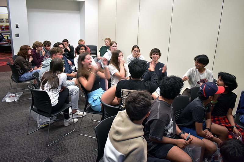 Students laugh during an activity