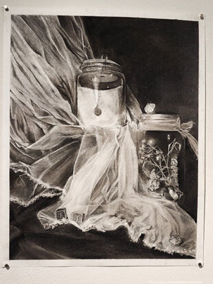 Still life artwork in black and white