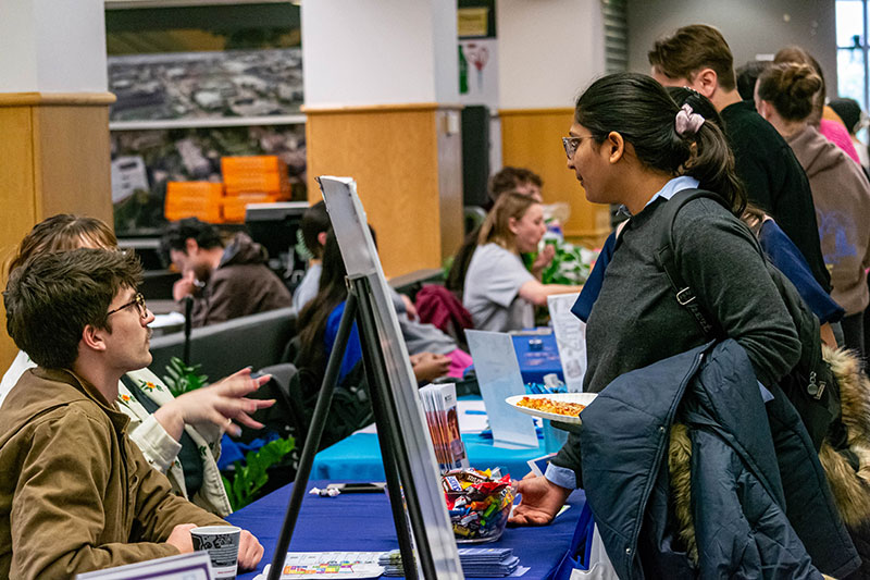 Students at information table
