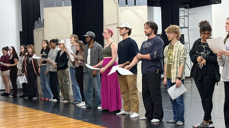 Students rehearsing a play