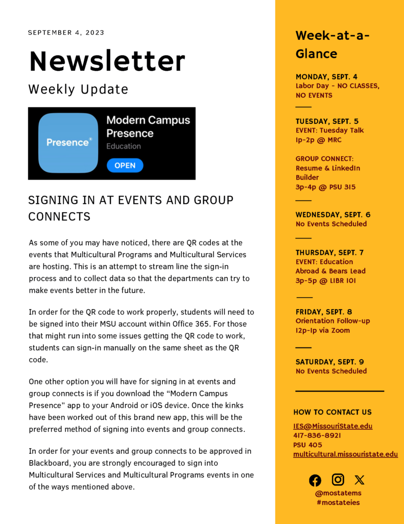Weekly Newsletter September 4, 2023