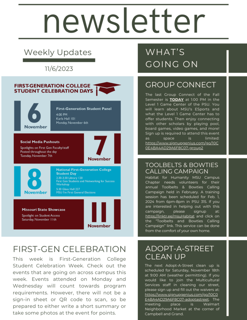 Weekly Newsletter November 6, 2023
