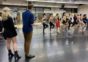 "A Chorus Line" cast practicing One Rehearsal