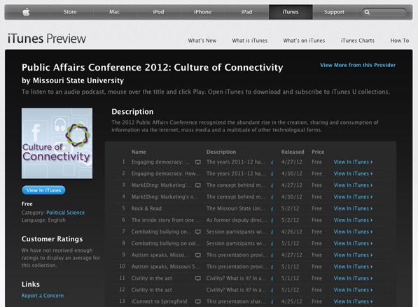 Public Affairs Conference media in iTunes U
