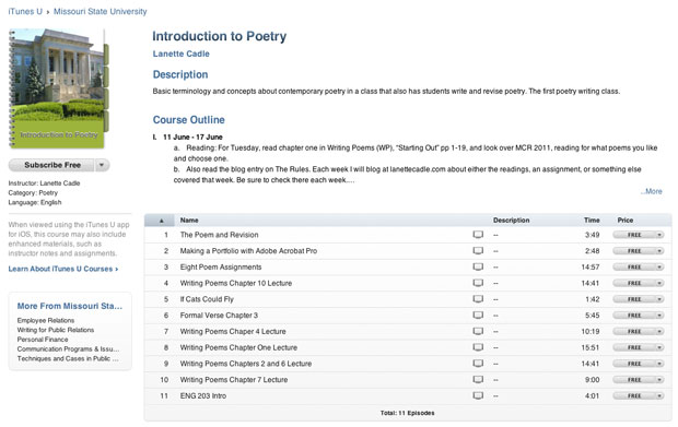 Introduction to Poetry course