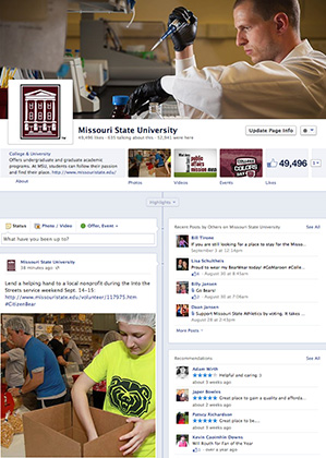Missouri State University Facebook page screenshot