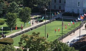 Avenue of flags during Public Affairs Week