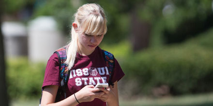 Student on smartphone