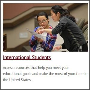 The section of the administrative studies website that is dedicated to international students