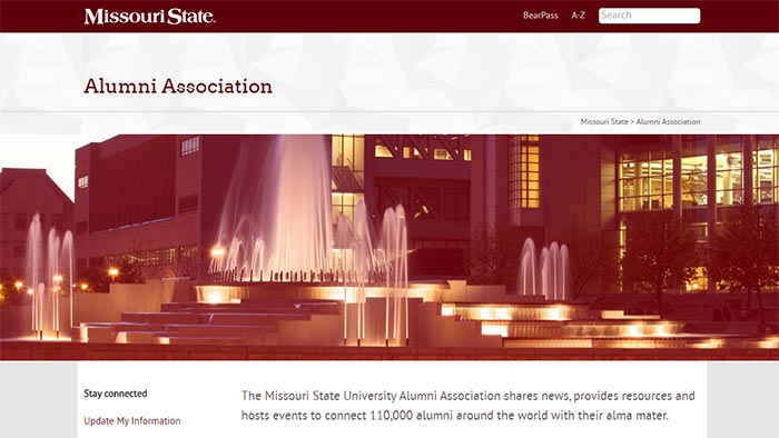 Alumni Assocation homepage